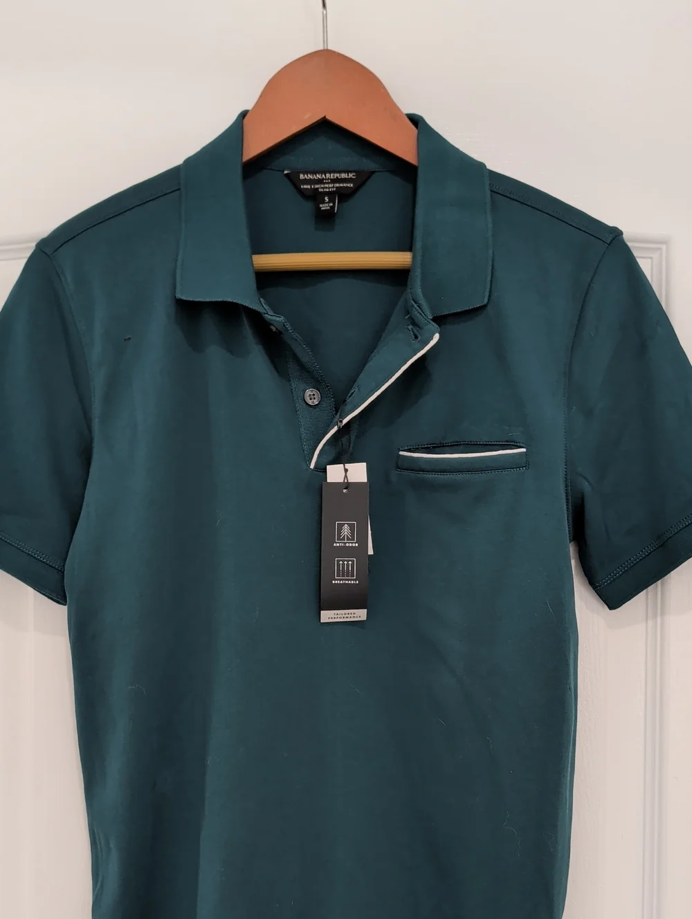 New Banana Republic Teal Luxe Touch Performance Slim Fit Polo Shirt S Anti-Odor